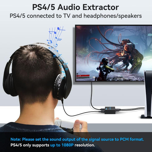 VPFET HDMI Audio Extractor 4K HDMI to Optical 3.5mm AUX Audio Adapter Splitter Converter Support HDCP Digital DTS 5.1 PCM...
