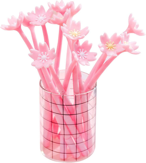 YYaaloa 12pcs Cute Pink Flower Gel Ink Pens Writing Pens 0.5 mm Black Ink Fun Kawaii Pens Bulk for Kids Office School Supplies...