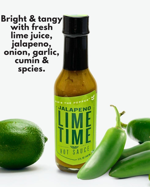 Pup & The Pepper Jalapeno Lime Time Hot Sauce - A Zesty Twist of Lime and Jalapeno Heat...