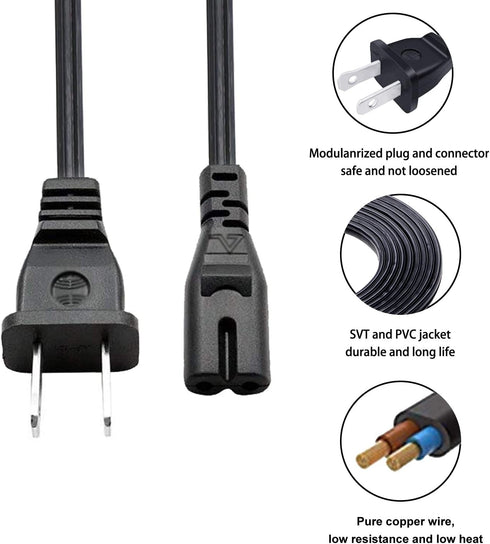 Power Cord Replacement for JBL PartyBox Party Box 300 1000 100 200 Bluetooth Speaker Audio System 2 Prong 8ft IEC C7 AC Cable...