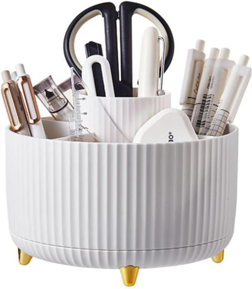 Desk Pencil Pen Holder, 5 Slots 360°Degree Rotating Pencil Pen Organizers for Desk, Desktop Storage Stationery Supplies Pencil Cup Pot for Office ...