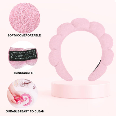 2PCS Spa Headband for Washing Face, Makeup Headband, Bubble Skincare Headbands with Face Wash Wristbands...