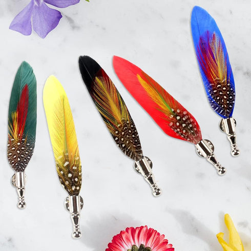 Feather Brooch for Suit Handmade Colorful Feather Lapel Pin Pack of 10...
