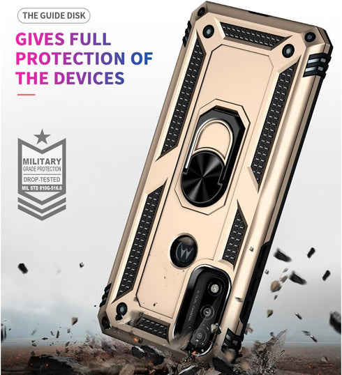for Moto G Pure Phone Case, Moto G Power 2022 Case with HD Screen Protector, Military Grade Protective Cases with Ring for Moto G Pure (Golden)...