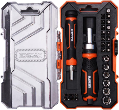 Edward Tools 31 Piece Ratchet Screwdriver Set - Easy Ratchet Screwdriver Pro Strong Magnetic Bit Tips includes Phillips, Slotted, Hex, Torx - 5-10...