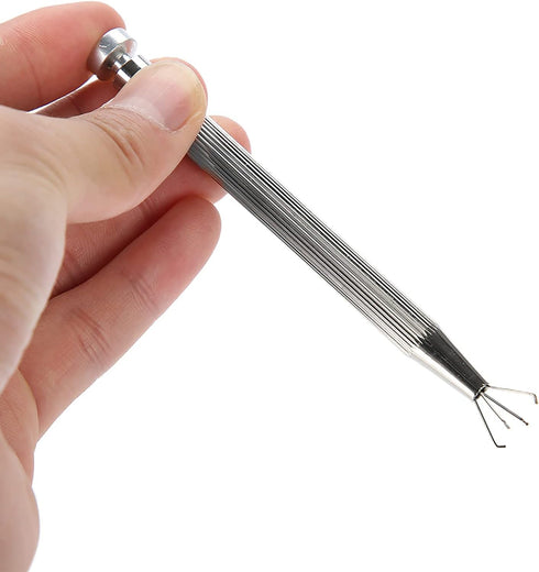 4 Prongs Diamond Grabber Tool, Stainless Steel Piercing Ball Grabber Tool, Prong Tweezer Catcher, Pick up Tool for Jewelry Beads Gems Small Parts...
