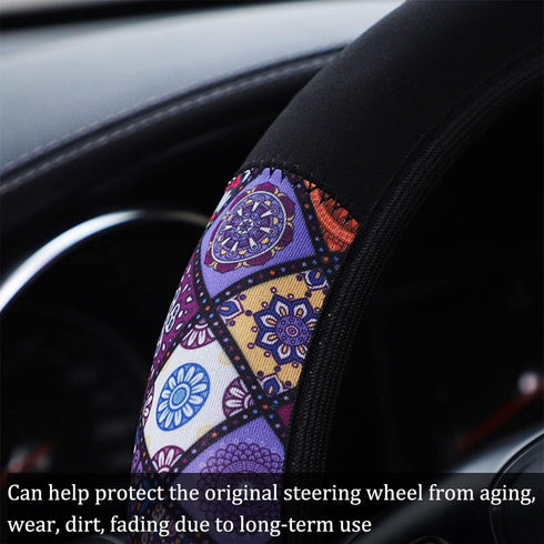 Car Steering Wheel Cover, Soft Breathable Anti-Slip Auto Steering Wheel Protector Fit 15 Inch, Universal Vehicle Interior Accessories for Cars, SU...
