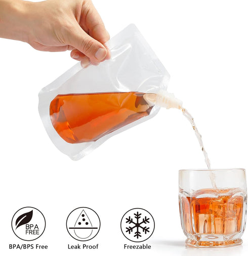 20 Pcs Liquor Flasks Cruise Pouch Reusable Sneak Travel Drinking Flask Concealable Alcohol Plastic Flasks bags with Funnel (8 oz)...