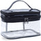 Clear Makeup Case, Transparent Double Layer Toiletry Bag, Waterproof PVC Travel Cosmetic Case for Skincare Products (Black)......