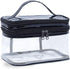 Clear Makeup Case, Transparent Double Layer Toiletry Bag, Waterproof PVC Travel Cosmetic Case for Skincare Products (Black)......