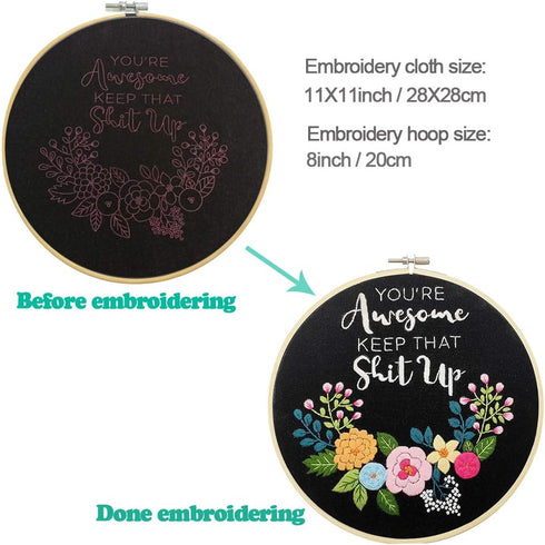 Cooliya Embroidery Kit for Beginners, Art Craft Kit for Adults - Birthday Gift for Women, Best Friend, Daughter, Mom, Coworker...