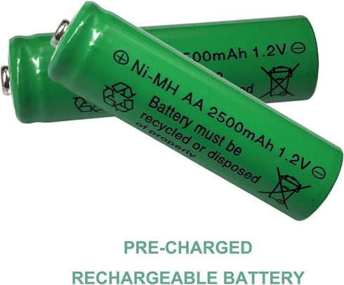 12 Packs High Performance Ni-MH 1.2V AA 2500mAh Rechargable Batteries for Solar Garden Lights, Remotes, Mice...