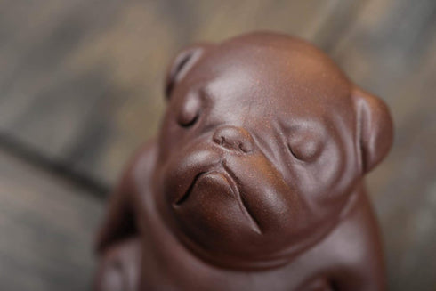 Slowtee Handcrafted Purple Clay Chinese Kung Fu Tea Accessories Pet Small Lazy Dog, Zisha Tea Pet Meditative Dog Ornaments, Lazy Sleepy Puppy Scul...