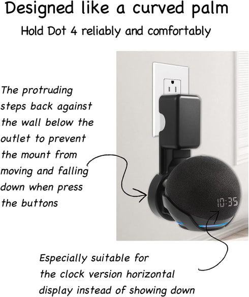 Wall Mount Holder for Dot 4th/5th Generation, Outlet Hanger for Dot 4th/5th Gen, Smart Speaker Stand, Space-Saving Accessories, Built-in Cable Man...