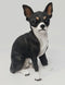 CHIHUAHUA Black White Dog Sits FIGURINE Resin DF06A...