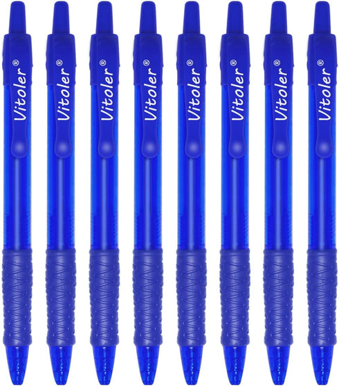 Vitoler Pens,8 Pack,1.0mm,Blue Pens Ballpoint,Pens for School,Retractable Ink Pens for Journaling Office School Supplies...