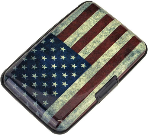 ELFISH Mini RFID Aluminum Wallet Credit Cards Holder Business Card Case Metal ID Case for Men Women (Flag)...