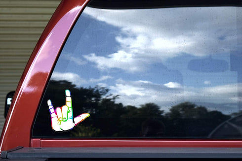 StickerTalk Rainbow ASL I Love You Vinyl Sticker, 5 inches by 5 inches...