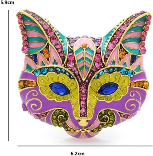 Cat Head Brooches Crystal Rhinestone Animal Women Party Brooch Pins Fashion Scarf Buckle Pin for Women, Multicolor...