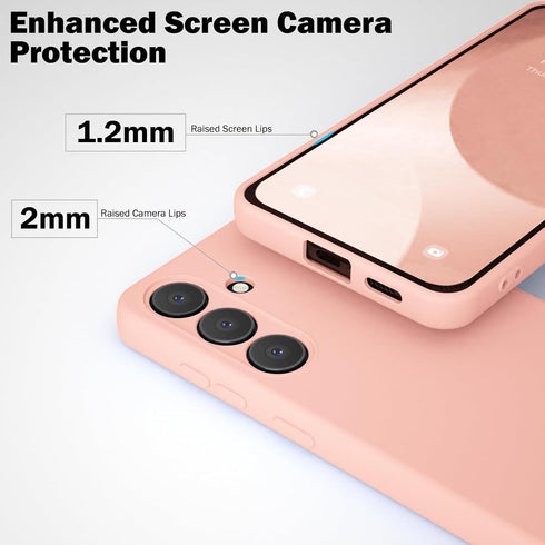 for Samsung Galaxy S24 Case with 2 Pack Screen Protector, Liquid Silicone with Soft Anti-Scratch Microfiber Lining Shockproof Protective Cover for...