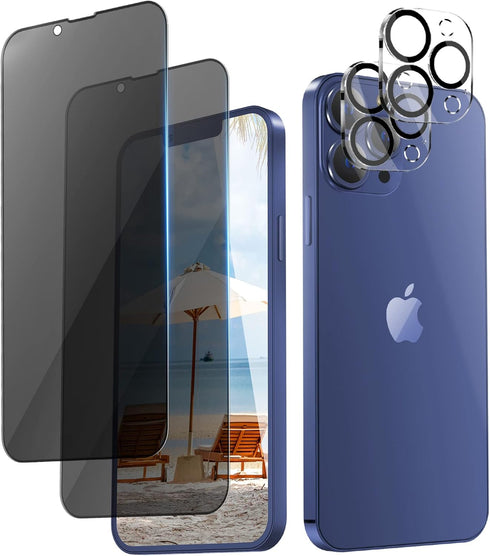 ORIbox Privacy Glass Screen Protector for iPhone 12 Pro Max, 2 Packs Anti-Scratch Anty-Spy Tempered Glass Screen Protector with 2 Packs Camera Len...