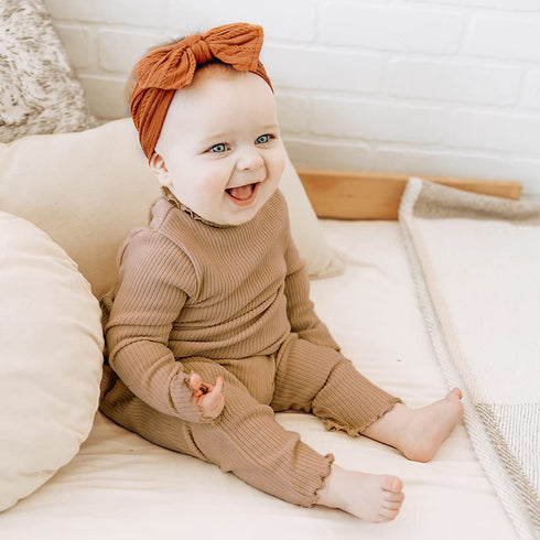Prohouse 12 Pack Baby Nylon Headbands Hairbands Hair Bow Elastics Handmade Hair Accessories for Baby Girls Newborn Infant Toddlers Kids(Terracotta...