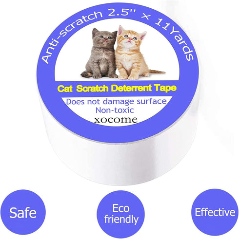 Anti Cat Scratch Furniture Protector - 2.5" x11 Yards Single Side Couch Protector for Cats, Self-Adhesive Cat Tape for Furniture, Clear Cat Scratc...
