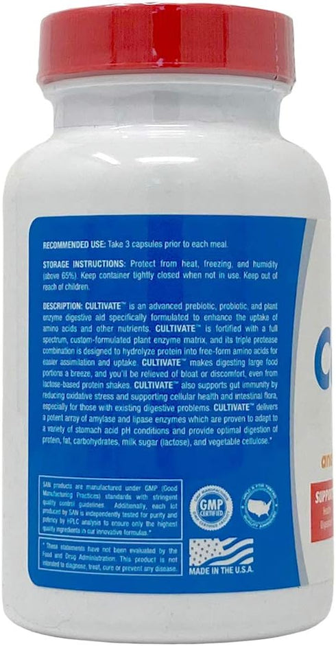 SAN's Cultivate Prebiotic-Probiotic, Multi-Strain Probiotics & Synergistic Prebiotics with Digestive Enzymes - Designed for Digestive Health, Supp...