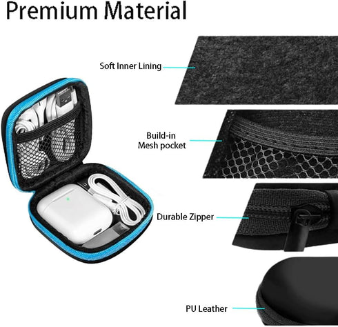 Earbud Carrying Case, Earphone Case Headphone EVA Earbud Holder for Cell Phone Accessories Organizer Mini Earbud Pouch for Wireless Earbuds, Bluet...