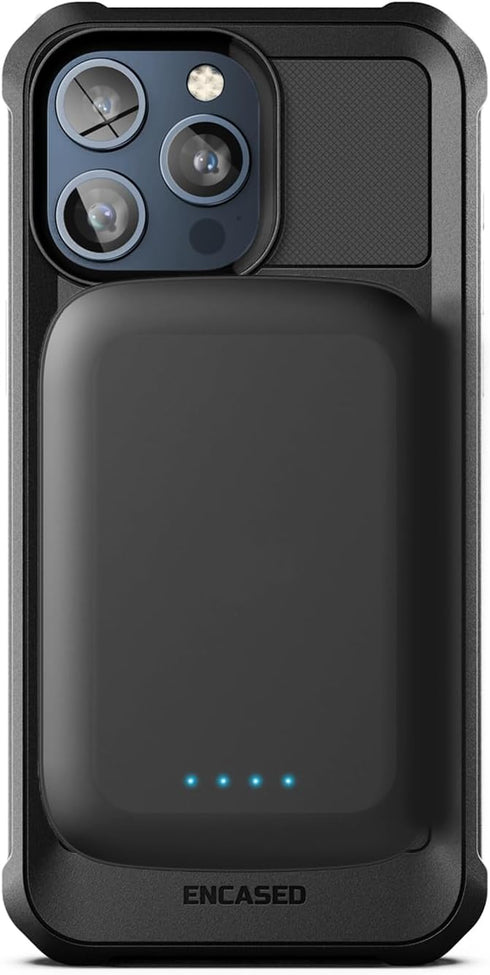 ENCASED 2-in-1 iPhone 15 Pro Max Battery Case Combo - Protective Full-Body Cover with Removable Power Bank (Compatible with MagSafe) Black...