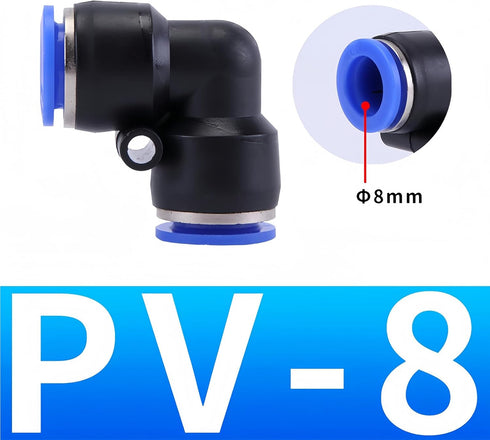 Pneumatic Connectors,8mm Pneumatic Fittings Push in Elbow Connectors Water Hose Quick Connect for Air Water Hose 10 PCS...