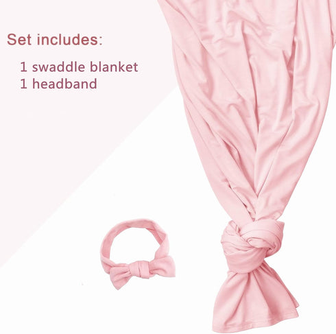 Newborn Swaddle Blanket with Hat Set Baby Swaddle Set Hospital Receiving Blankets for Girls Boys(Blush,35"*35")...