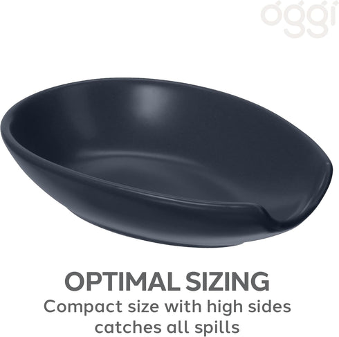 OGGI Spooner Ceramic Spoon Rest- Spoon Rest for Stove Top, Spoon Holder for Countertop, Kitchen Decor for Counter, Coffee Bar Accessories, Midnigh...