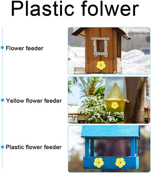 10pcs Yellow Hummingbird Feeder Flower Shaped Plastic Bird Feeding Ports...