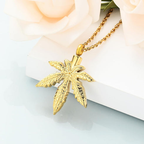 shajwo Marijuana Leaves Urn Necklaces for Ashes for Women Men Cremation Jewelry Maple Leaf Memorial Human Ashes Keepsake Pendant...