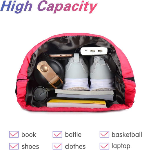 Gym Drawstring Backpack Water Resistant String Bag Nylon Cinch Sport Bag Sackpack...