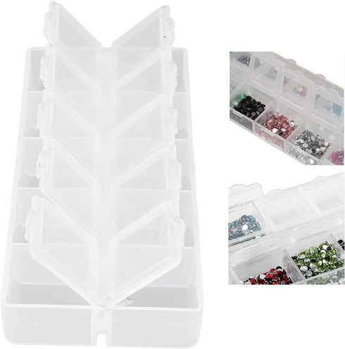 Compartment Storage Container, Detachable Cover Portable Safe 10 Grids Organizer Box Plastic White for Earrings for Nails Tool for Rhinestone...