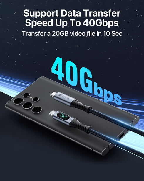 SOOPII USB 4 Cable with LED Display,Supports 8K Video,Max 40Gbps Data Transfer,240W USB C to USB C Charging Cable,Compatible with lPhone 15,MacBoo...