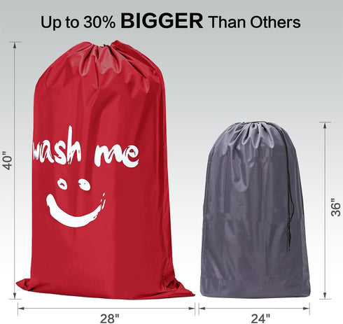 HOMEST 2 Pack XL Wash Me Travel Laundry Bag, Dirty Garments Organizer, Large Enough to Hold 4 Loads of Clothes, Easy Fit a Hamper or Clothing Bask...