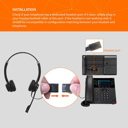 IPD IPH-255 Phone Headset with Noise cancelling Microphone for Office and Call center -Compatible with Cisco landline phones -7800/7900/8800/6945 ...