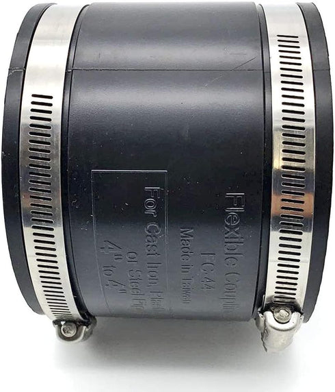 Flexible Rubber PVC Coupling Parallel with Stainless Steel Clamps, 4 inch, Black...