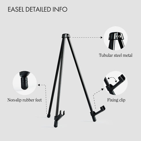 ARTIFY 14'' Tabletop Instant Display Easel, Black Steel Table Top Easels for Display, Tripod for Canvas, Paintings, Signs, Posters...