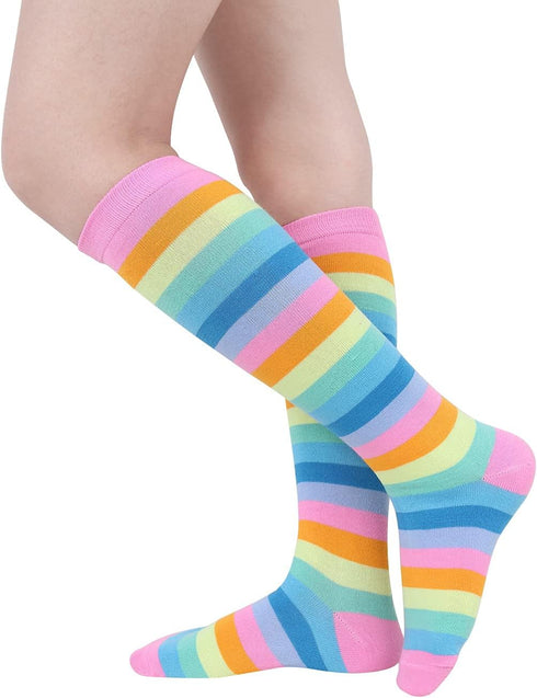 Benefeet Sox Womens Striped Knee High Socks Girls Funny Novelty Athletic Colorful Stripe Cute Stockings Tube Socks...