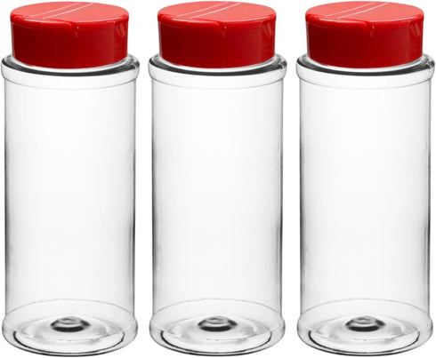 Skyway Supreme 12 OZ Plastic Spice Bottles Seasoning Containers Jars - Flap Cap Pour and Sifter Spice Shaker - Refillable Perfect For BBQ Rub Herb...