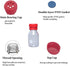 250ml Reagent Media Bottle, Graduated Glass Round Media Storage Bottle with Red double cover GL45 Screw Cap, Wide Mouth Lab Reagent Bottle, Clear,...