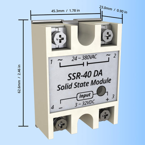 SSR-40DA Single Phase Solid State Relay 40A DC to AC Relay Input 3-32V DC to Output 24-380V AC 40A 3PCS...