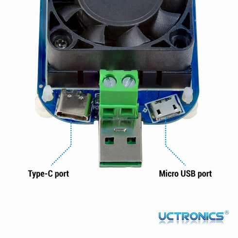UCTRONICS Electronic USB Load Tester, Adjustable Discharge Resistor Module 35W, Test and Trigger QC2.0 QC3.0 AFC 9V FCP, Intelligent Temperature C...