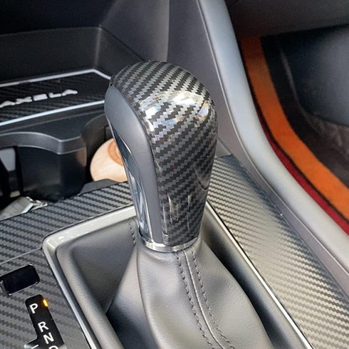 New Sport Carbon Fiber Style Interior Gear Shift Knob Steering Wheel Trim Fit for Mazda 3 CX-30 2020 2021 2022 2023 CX-50 (Gear Shift Knob Trim, C...