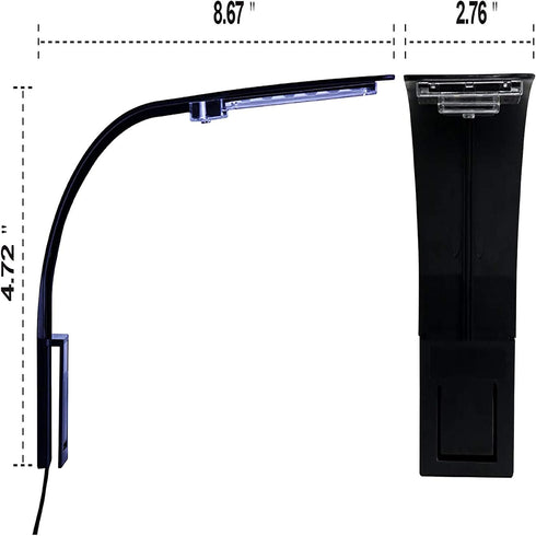 10W Super Slim Aquarium Fish Tank 5730 LED Light Clip-on Lamp Aquatic Plant Lighting (Black Body White+Blue Light)...