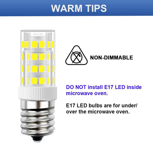 E17 LED Bulb, Stovetop Light, Appliance Bulb Under Microwave Oven, Non-Dimmable, 4W Daylight White 6000K, 110V-130V, 2-Pack...